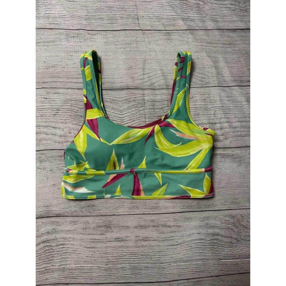 Old Navy Womens Yoga Swimsuit Top Flower Print Size S Removeable Pads New
